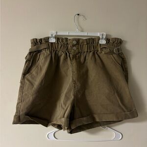 Forever 21+ Paperbag Waist Shorts Olive Green Size 2XL Belted